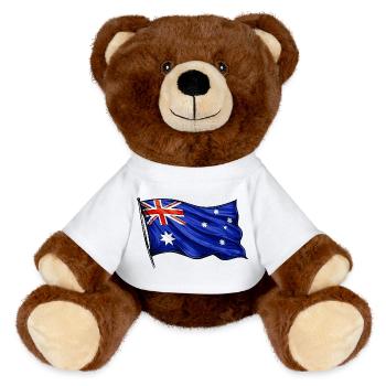 Motif du drapeau australien - Nounours RecycelBär® marron - blanc - Devant