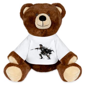 Spartan Gold und Blood Spartan Grunge Maskottchen - MiniFeet® RecycelBär® Braun - Weiß - Vorne
