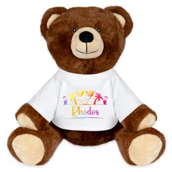 Rhodes Beach Dream Blaze of Colors - MiniFeet® RecycelBär® Teddy Bear Brown - white - Front