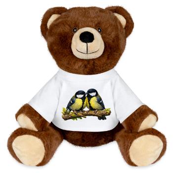 Grand couple sur la branche - Nounours RecycelBär® marron - blanc - Devant