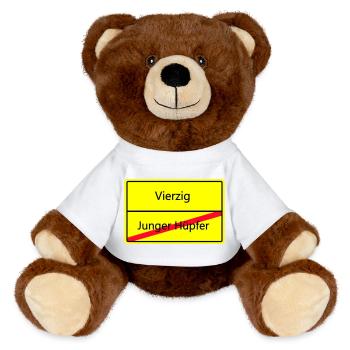 ortsschild_vierzig - MiniFeet® RecycelBär® Braun - Weiß - Vorne