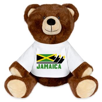 Jamaïque / Cadeau / Caraïbes / Reggae / Kingston - Nounours RecycelBär® marron - blanc - Devant