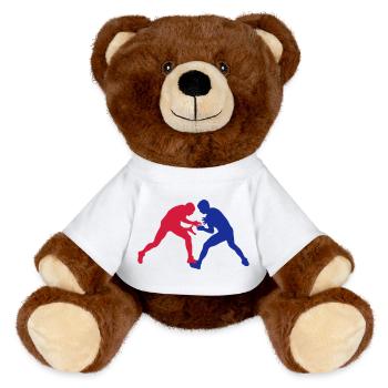 Greco-Roman wrestling - MiniFeet® RecycelBär® Teddy Bear Brown - white - Front