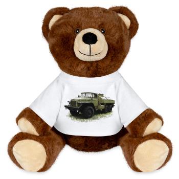 Ural 375 - Tank Truck - MiniFeet® RecycelBär® Teddy Bear Brown - white - Front