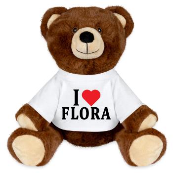 T-Shirt I love Flora T-Shirt Geschenkidee - MiniFeet® RecycelBär® Braun - Weiß - Vorne