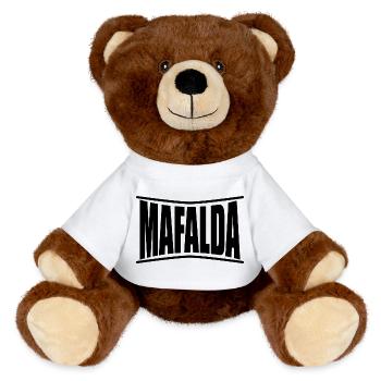 nom t-shirt Mafalda t-shirt idée cadeau - Nounours RecycelBär® marron - blanc - Devant