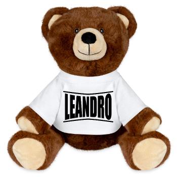 T-Shirt Name Leandro T-Shirt Geschenkidee - MiniFeet® RecycelBär® Braun - Weiß - Vorne