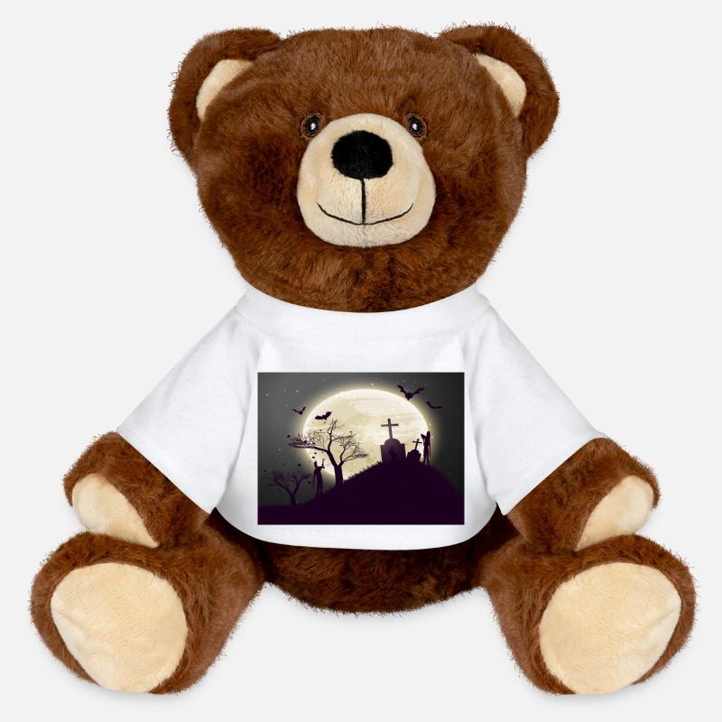 Halloween Friedhof mit Zombies - MiniFeet® RecycelBär® Braun - Weiß