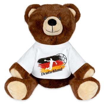 Team Germany Handball Flag Ball Handball Player - MiniFeet® RecycelBär® Teddy Bear Brown - white - Front