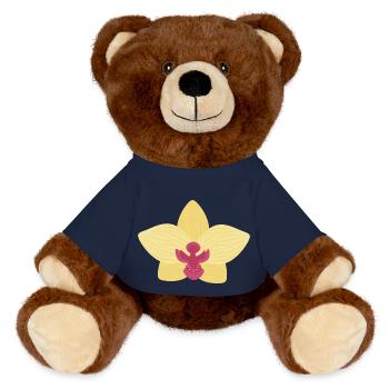 Gelbe Orchidee - MiniFeet® RecycelBär® Braun - French Navy - Vorne