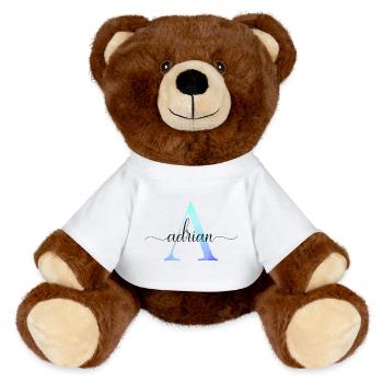 A| Monogramme | Nom | Adrien | Aquarelle - Nounours RecycelBär® marron - blanc - Devant