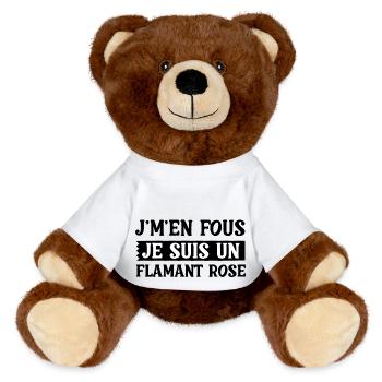 J'm'en Fous Je Suis Un Flamant Rose Humour - Nounours RecycelBär® marron - blanc - Devant