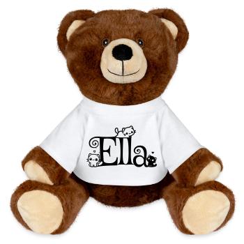 Ella surname First name Kitten name - MiniFeet® RecycelBär® Teddy Bear Brown - white - Front