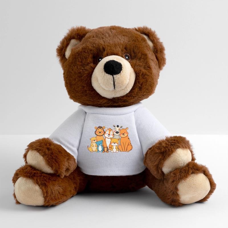 Conception ludique de bande dessinée de famille d’animaux Nounours RecycelBär® marron