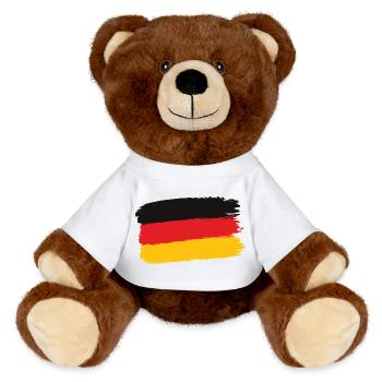Germany Flag Brushstroke - MiniFeet® RecycelBär® Teddy Bear Brown - white - Front