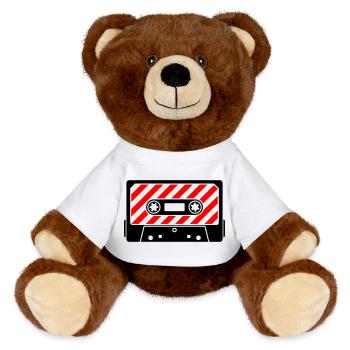 Cassette Mixtape Rétro – Motif culte de la musique - Nounours RecycelBär® marron - blanc - Devant