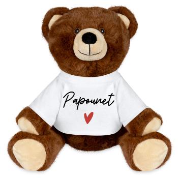 Papounet coeur idée cadeau  - Nounours RecycelBär® marron - blanc - Devant