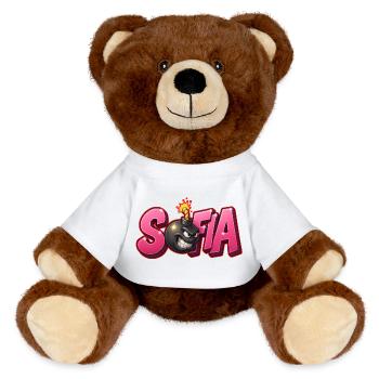 Sofia Graffiti Name Bomb Graffité 3D - MiniFeet® RecycelBär® Teddy Bear Brown - white - Front