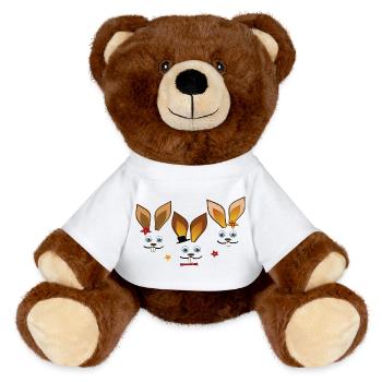 Joyeux lapins de Pâques - Nounours RecycelBär® marron - blanc - Devant