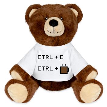 CTRL+C Kaffee Edition - Retro Büro Humor - MiniFeet® RecycelBär® Braun - Weiß - Vorne