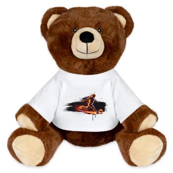 Soccer Player Energy Sport Design - MiniFeet® RecycelBär® Teddy Bear Brown - white - Front