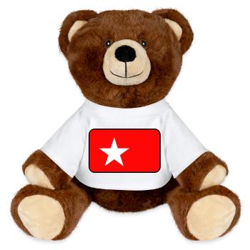 Maastricht Flag Logo - MiniFeet® RecycelBär® Teddy Bear Brown - white - Front