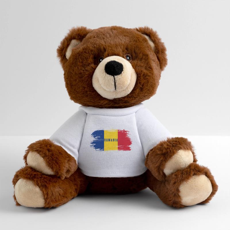 Romania Vintage Flag / Gift Bucharest Cluj MiniFeet® RecycelBär® Teddy Bear Brown