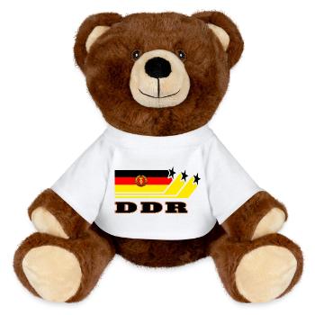 RDA Drapeaux Design / Cadeau - Nounours RecycelBär® marron - blanc - Devant