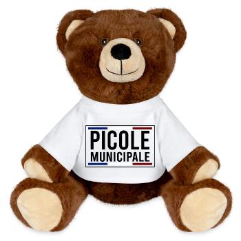 picole municipale - Nounours RecycelBär® marron - blanc - Devant