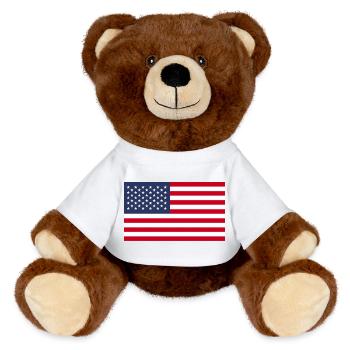 Vereinigte Staaten Flagge - MiniFeet® RecycelBär® Braun - Weiß - Vorne