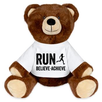 Marathon - Run. Believe. Achieve. - MiniFeet® RecycelBär® Teddy Bear Brown - white - Front