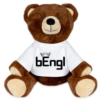 bEngl - Bengel, Wortwitz, Österreichischer Dialekt - MiniFeet® RecycelBär® Braun - Weiß - Vorne