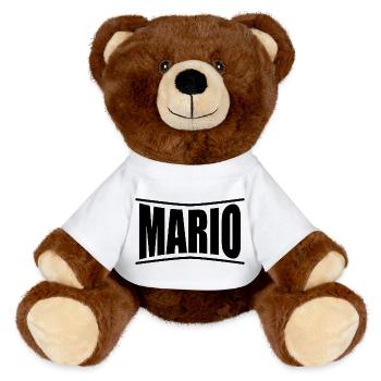 t-shirt Mario t-shirt gift idea - MiniFeet® RecycelBär® Teddy Bear Brown - white - Front