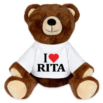 T-Shirt Ich liebe Rita T-Shirt Geschenkidee - MiniFeet® RecycelBär® Braun - Weiß - Vorne