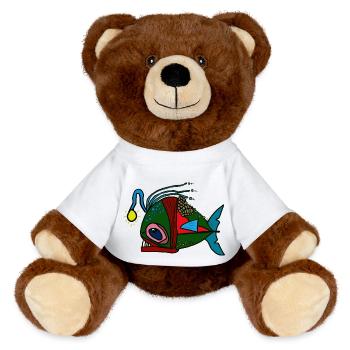 anglerfisch - MiniFeet® RecycelBär® Braun - Weiß - Vorne