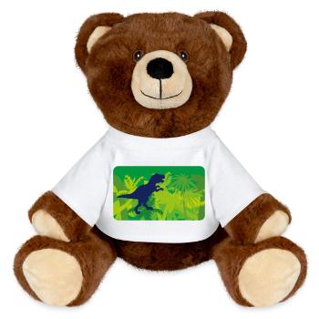 Jungle Dinos T- Rex - green - MiniFeet® RecycelBär® Teddy Bear Brown - white - Front