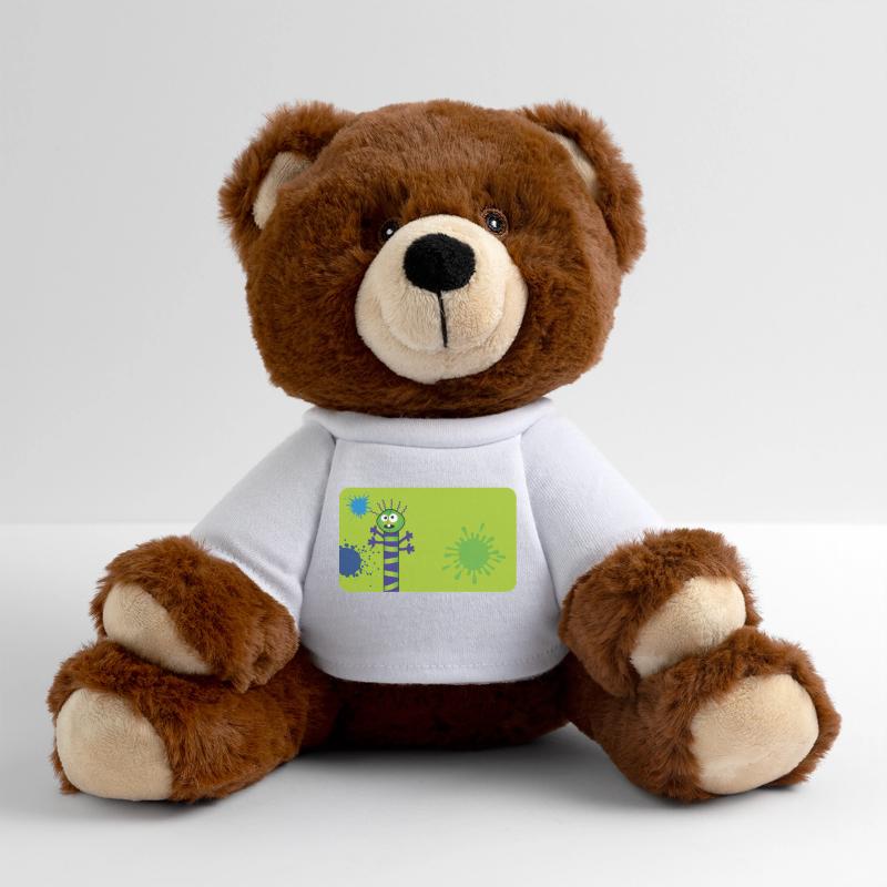 Monstre long et mince et éclaboussures de couleur - Vert Bleu Nounours RecycelBär® marron