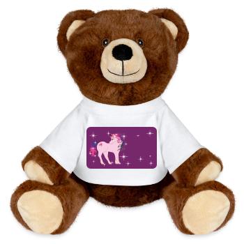 Licorne fantaisie avec étoile - Violet - Nounours RecycelBär® marron - blanc - Devant