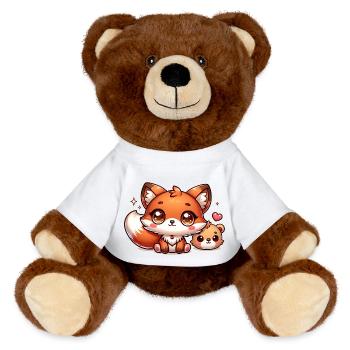 Cute foxes - MiniFeet® RecycelBär® Teddy Bear Brown - white - Front