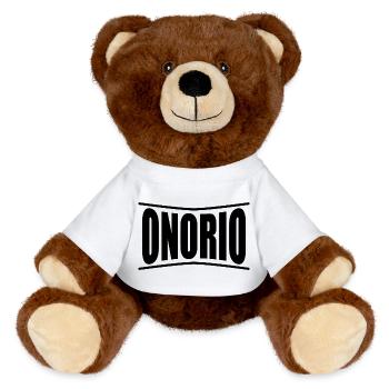 Onorio T-Shirt T-Shirt Geschenkidee - MiniFeet® RecycelBär® Braun - Weiß - Vorne
