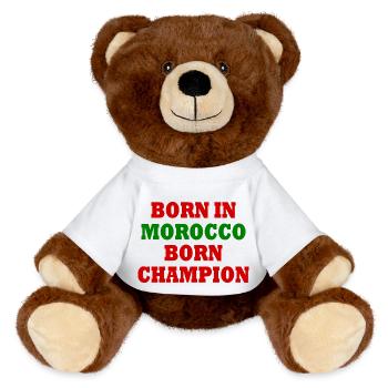 born in morocco born champion - Nounours RecycelBär® marron - blanc - Devant