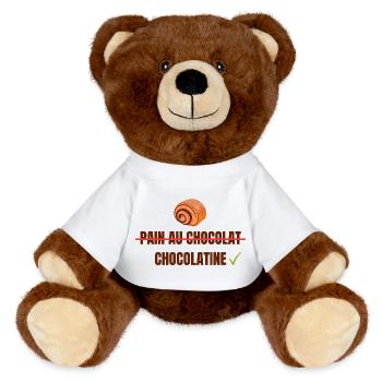 Pain au Chocolat Chocolatine - MiniFeet® RecycelBär® Braun - Weiß - Vorne