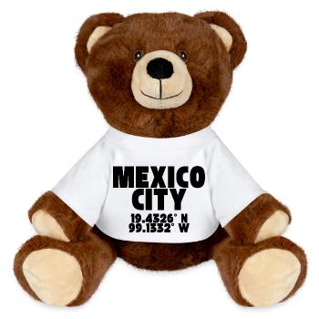 Mexico City - Design with coordinates - MiniFeet® RecycelBär® Teddy Bear Brown - white - Front