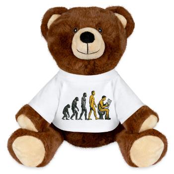 Evolution zum Klo-Mann Grunge Lustig - MiniFeet® RecycelBär® Braun - Weiß - Vorne