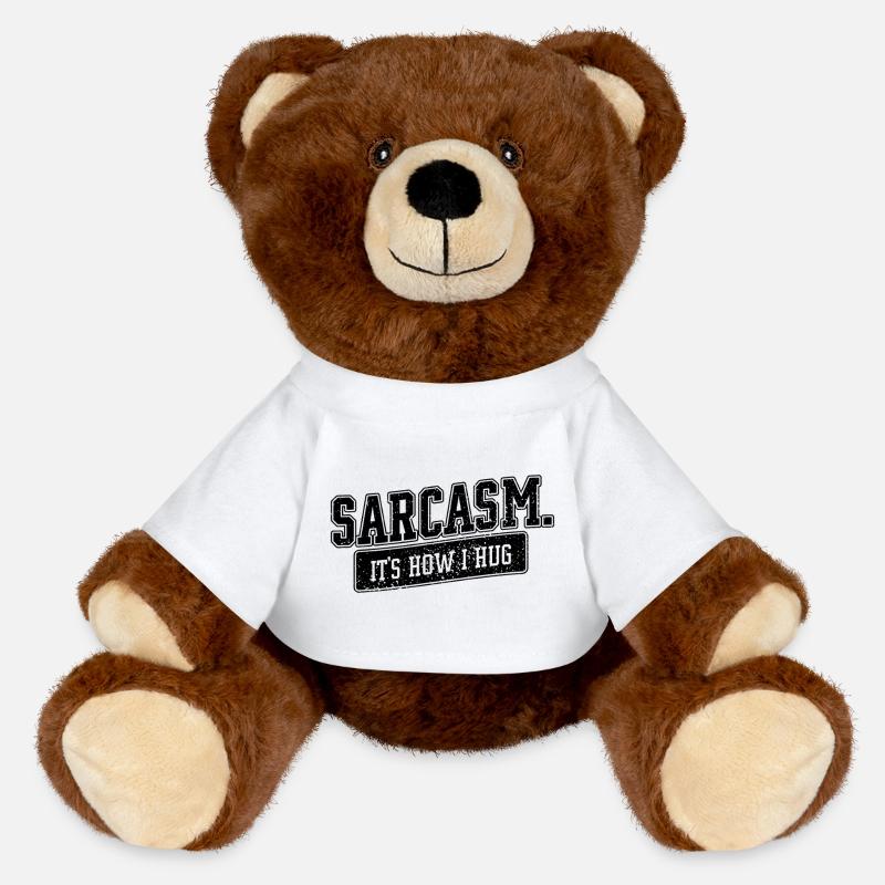 Sarcasm – It’s How I Hug Spruch - MiniFeet® RecycelBär® Braun - Weiß