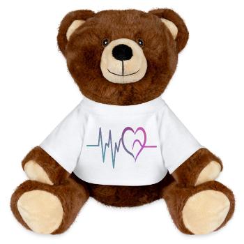 Gradienten-EKG Herz - MiniFeet® RecycelBär® Braun - Weiß - Vorne