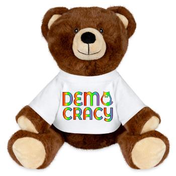 Cat Election Democracy - MiniFeet® RecycelBär® Teddy Bear Brown - white - Front