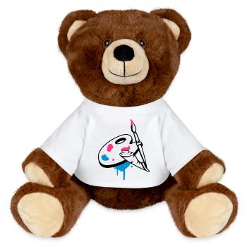 Paint brush, color and painter's palette - MiniFeet® RecycelBär® Teddy Bear Brown - white - Front