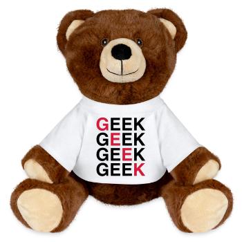 Geek! - MiniFeet® RecycelBär® Teddy Bear Brown - white - Front