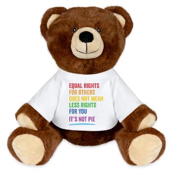LGBT - Equal Rights For Others - MiniFeet® RecycelBär® Teddy Bear Brown - white - Front